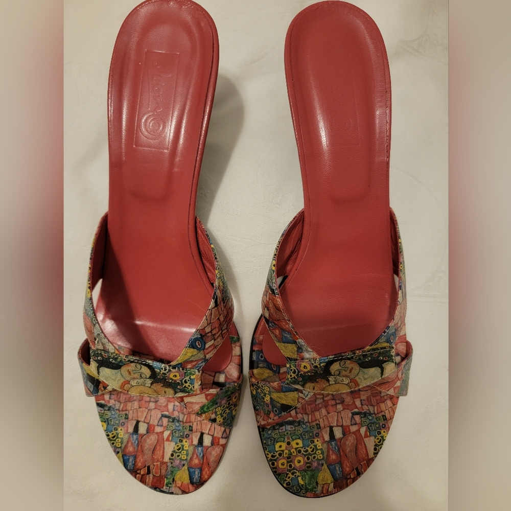 Icon Shoe Co. "Life" Open Strap Slide, Size 10, Pink/Black/Multi-colored